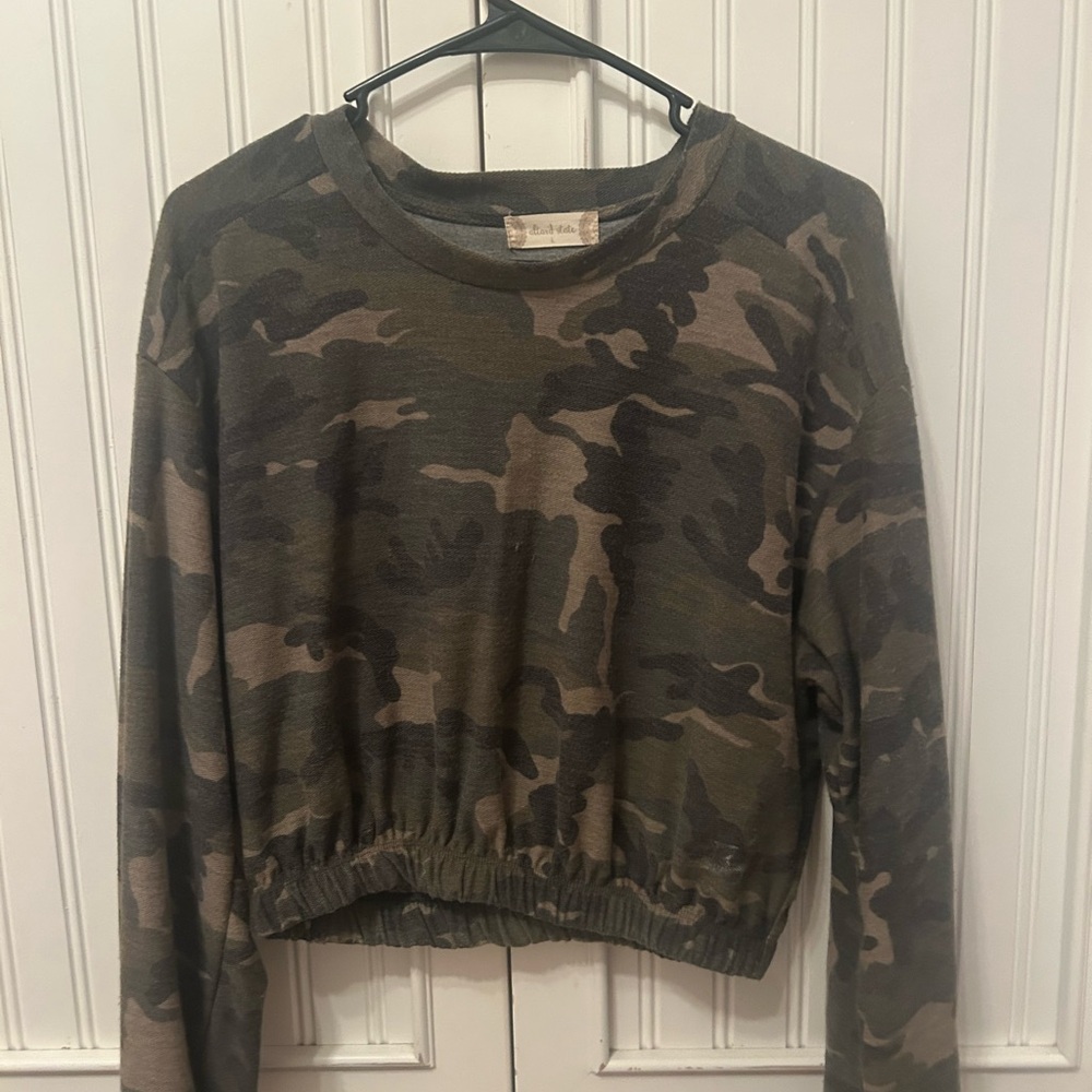 Altar'd State Camouflage Crew Neck Sweater